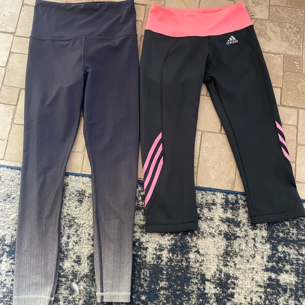 Athleta Elation 7/8 Tight Adidas Cropped Legging Two Pairs EUC XS